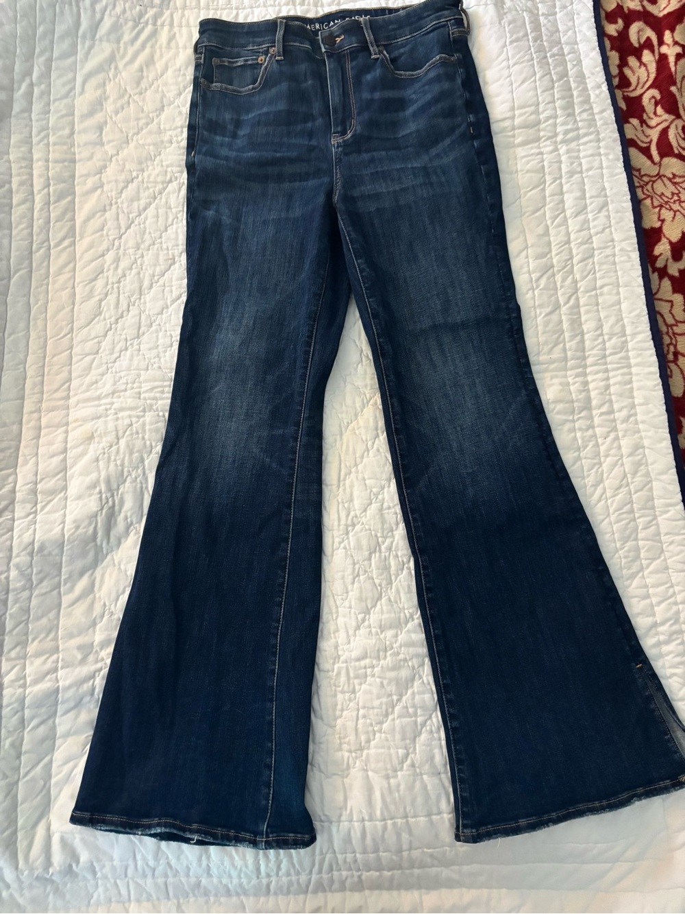 American Eagle Outfitters Super High Rise Flare Dark Wash size 10